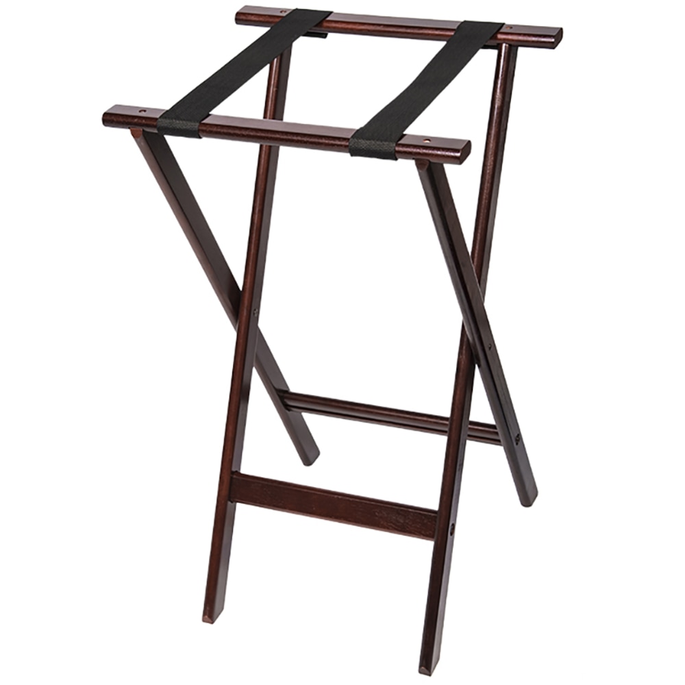 CSL Deluxe Wood Tray Stand, 30inH x 18-1/2inW x 17inD, Mahogany Finish/Black Straps MPN:1170MAH-1