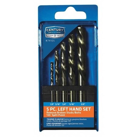 Left Hand Cobalt Jobber Drill Bit, 5 Pc MPN:74105