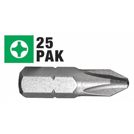 Phillips Insert Screwdriver Bit, 2, 25Pk MPN:69012