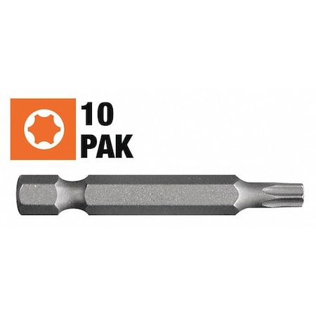 Star Power Screwdriving Bit, T25, 2in, 10Pk MPN:69025