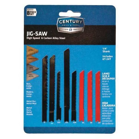 8 Piece Alloy and HSS Jig-Saw Blade Set MPN:06908