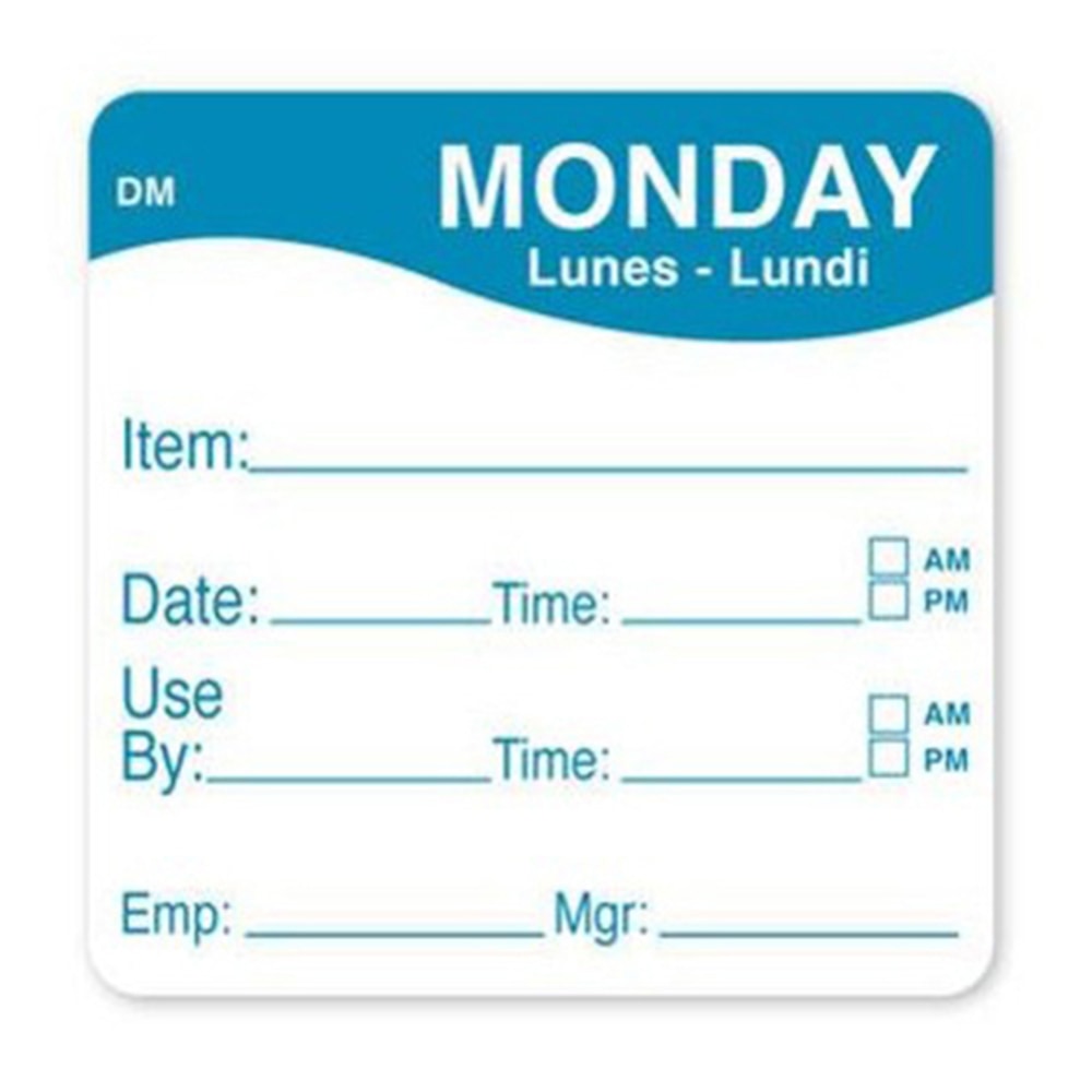 DayMark DissolveMark Monday Use By Labels, 81480, 2in x 2in, Roll Of 250 Labels MPN:IT110053-1-MON