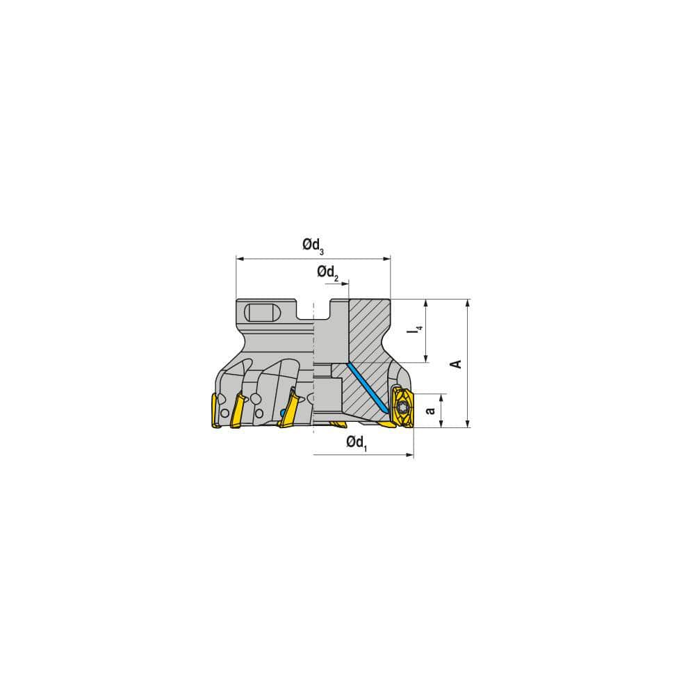 Indexable Square-Shoulder Face Mill:  A211500R1011B150200EF,  5'' Cut Dia,  1.5000