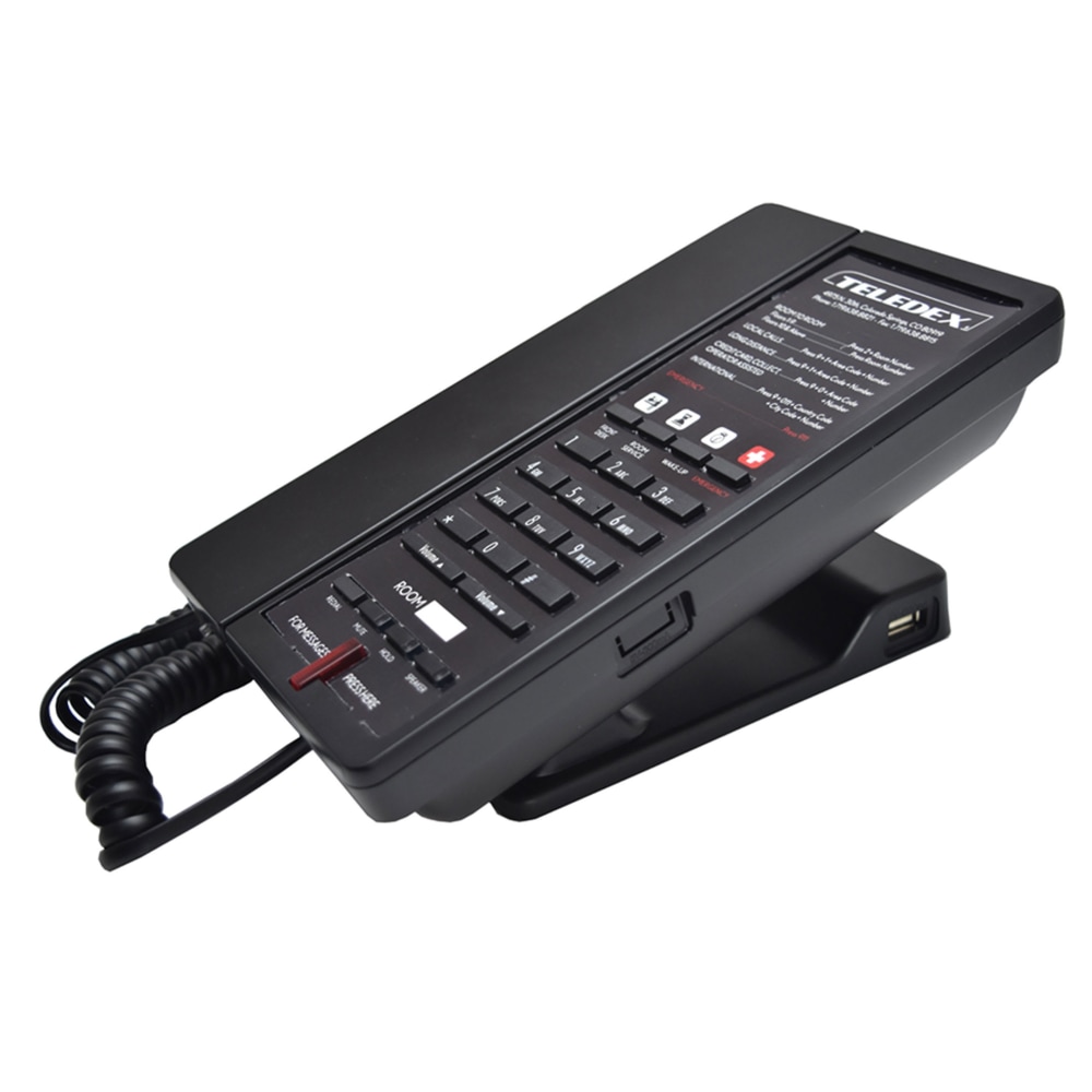 Teledex E-Series Corded Phone, With 4 Service Keys/2 USB Ports, Black, EA011000S04D MPN:EA011000S04D