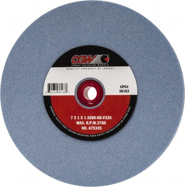 Bench & Pedestal Grinding Wheel: 7 in Dia, 1 in Thick, 1 in Hole Dia, Aluminum Oxide MPN:38163 Bench & Pedestal Grinding Wheel: 7 in Dia, 1 in Thick, 1 in Hole Dia, Aluminum Oxide MPN:38163