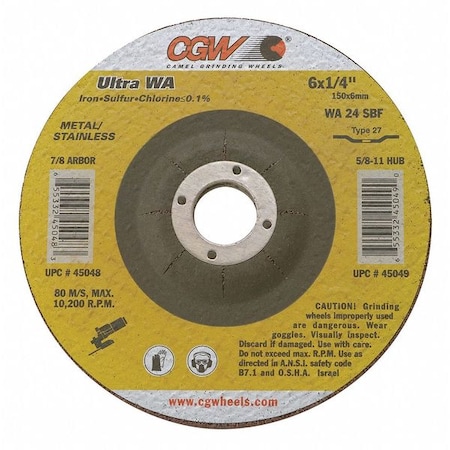6 X1/4X5/8-11 WA24-S-Bfstainless T27 Dep Center MPN:45049