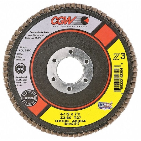 4-1/2X7/8 Z3-60 T27 REG100% Za Flap Disc MPN:42304