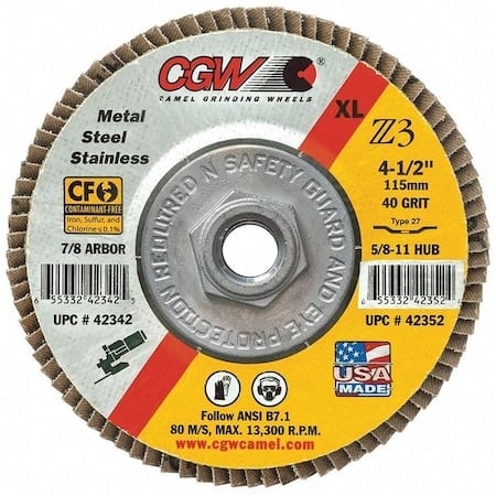 7X5/8-11 Z3-80 T29 XL100% Za Flap Disc MPN:42775