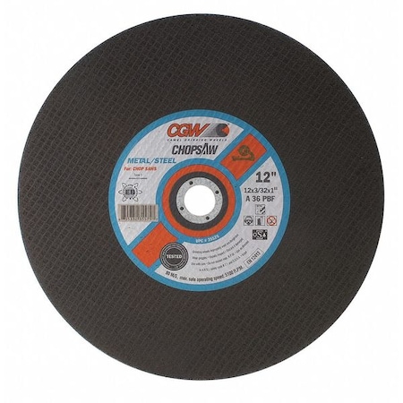 Abrasive Cut-Off Wheel, Type 1, 16 in Dia, 3/32 in Thick, 1 in Arbor Hole Size, Aluminum Oxide MPN:36133