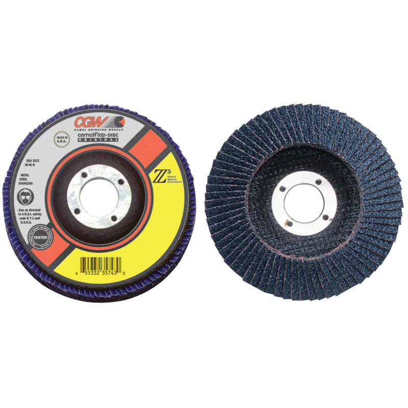 Flap Discs, Z3 -100% Zirconia, XL, 4 1/2in, 40 Grit, 5/8 Arbor, 13, 300 rpm, T27 MPN:42352