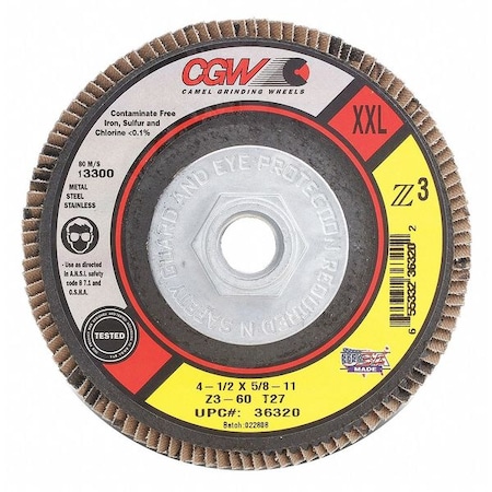 Flap Disc, 4.5x7/8, T27, Z3, XXL, 80G MPN:36318