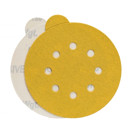 Sanding Disc, PSA, 5, 120G, Gld, Mylar, 5