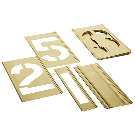 Stencil, Number Set, Gothic Font, Brass, 15 Pieces MPN:10015