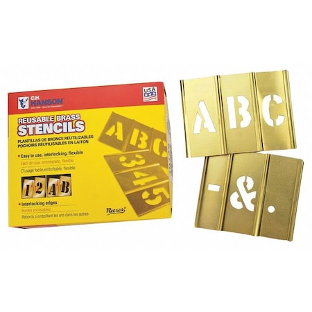 C.H. Hanson Brass Stencils 5In High10035, Letter Set, Brass, 33 Pieces MPN:10035