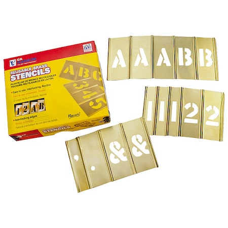 Stencil Kit, Combination Set, A-Z, 0-9, and Punctuation, 3 in Character Height, Gothic Font MPN:10153