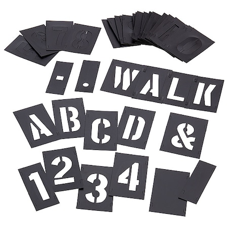 Stencil Set, Combination Set, Gothic Font, PVC, 46 Pieces MPN:10192