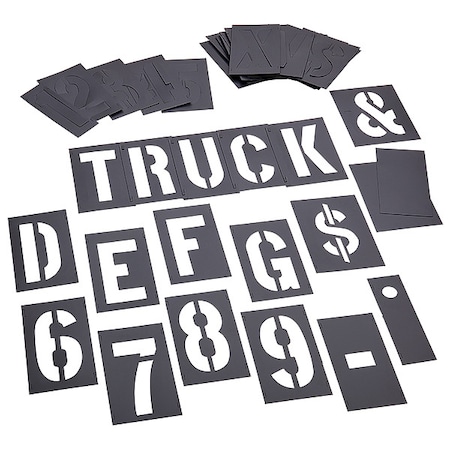 Stencil Kit, Combination Set, Gothic Font, PVC, 46 Pieces MPN:10194