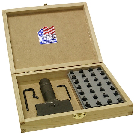 Hand Stamp Kit, Letters, Numbers, and Punctuation, 1/4 in Character Height, Steel, Steel MPN:27782
