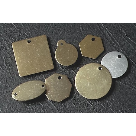 Blank Tag, Brass, 1 1/2 in H x 1 1/2 in W, Brown, Round, 25 PK MPN:42387