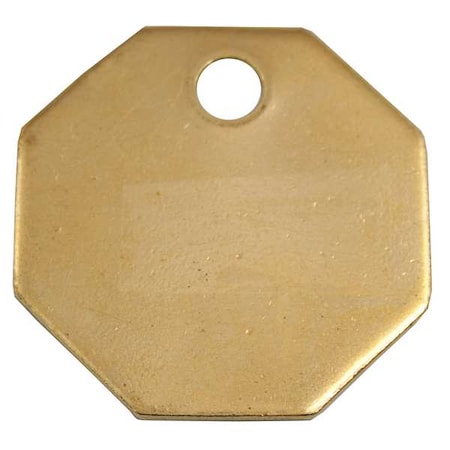 Blank Tag, Brass, 1 1/4 in H x 1 1/4 in W, Brass, Octagon, 25 PK MPN:42527