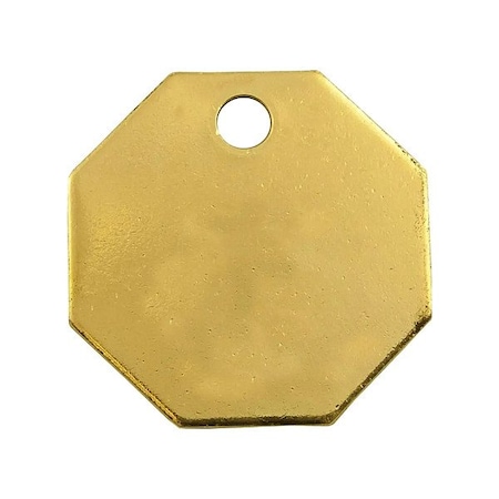 Blank Tag, Brass, 1 1/2 in H x 1 1/2 in W, Brass, Octagon, 25 PK MPN:42532