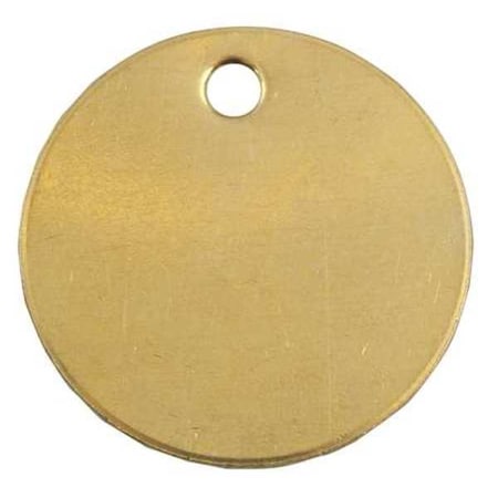 Blank Tag, Brass, 2 in H x 2 in W, 2 in Dia., Brass, Round, 25 PK MPN:42882