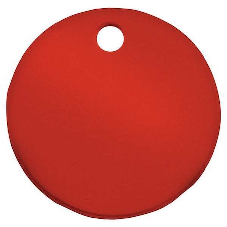 Blank Tag, Aluminum, 1 in H x 1 in W, 1 in Dia., Red, Round, 5 PK MPN:43008