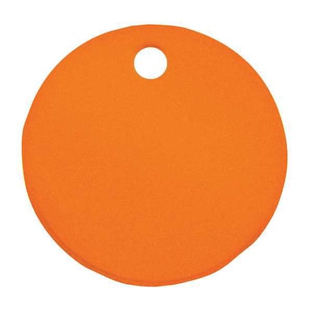 Blank Tag, Aluminum, 1 in H x 1 in W, 1 in Dia., Orange, Round, 5 PK MPN:43009