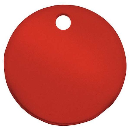 Blank Tag, Aluminum, 2 in H x 2 in W, 2 in Dia., Red, Round, 5 PK MPN:43013