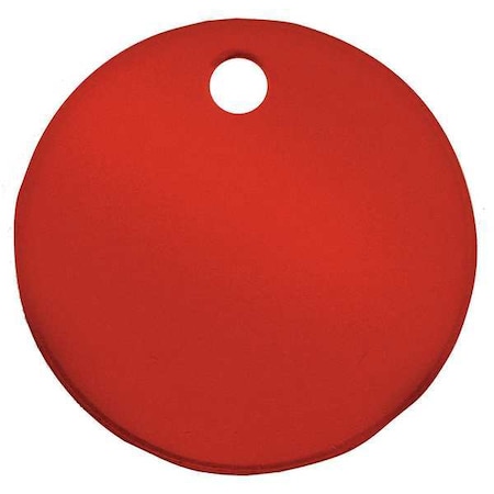 Blank Tag, Aluminum, 3 in H x 3 in W, 3 in Dia., Red, Round, 5 PK MPN:43018