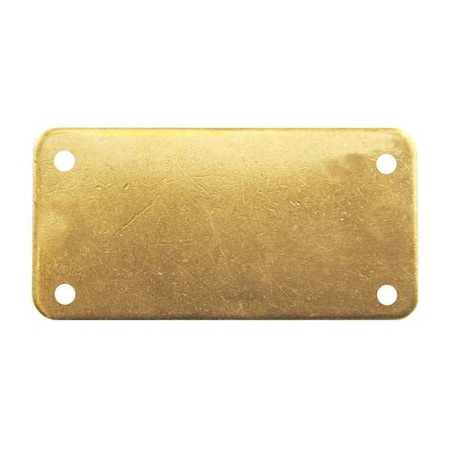 Blank Tag, Brass, 2 in H x 6 in W, Brass, Rectangle, 5 PK MPN:43057