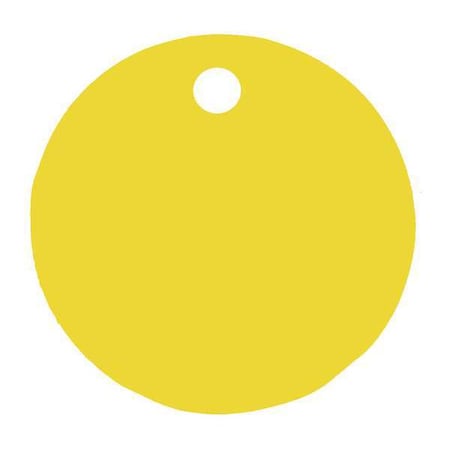 Blank Tag, Aluminum, 1 1/2 in H x 1 1/2 in W, 1 1/2 in Dia., Yellow, Round, 5 PK MPN:43077