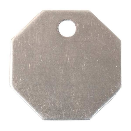 Blank Tag, Stainless Steel, 1 1/2 in H x 1 1/2 in W, Silver, Octagon, 25 PK MPN:43132
