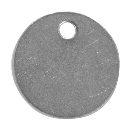Blank Tag, Stainless Steel, 1 1/2 in H x 1 1/2 in W, 1 1/2 in Dia., Silver, Round, 10 PK MPN:43192