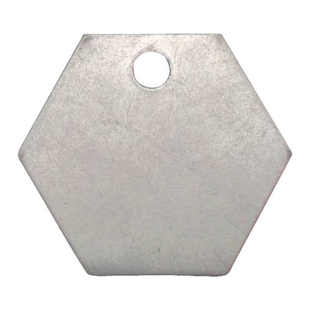 Blank Tag, Stainless Steel, 1 1/4 in H x 1 1/4 in W, Silver, Hexagon, 10 PK MPN:43195