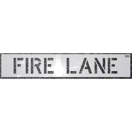 Stencil, Fire Lane, 4 in Character Height, Highway Gothic Font, Polyethylene, White, 1 Pieces MPN:70030