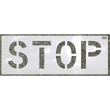 Stencil, Stop, 12 in Character Height, Highway Gothic Font, Polyethylene, White, 1 Pieces MPN:70061