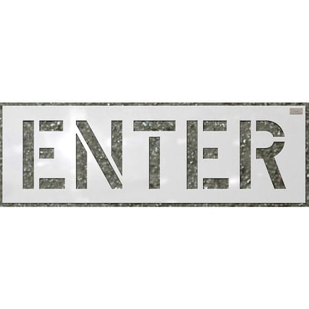 Stencil, Enter, 6 in Character Height, Highway Gothic Font, Polyethylene, White, 1 Pieces MPN:70080
