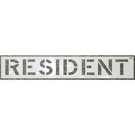 Stencil, Resident, 12 in Character Height, Highway Gothic Font, Polyethylene, White, 1 Pieces MPN:70331