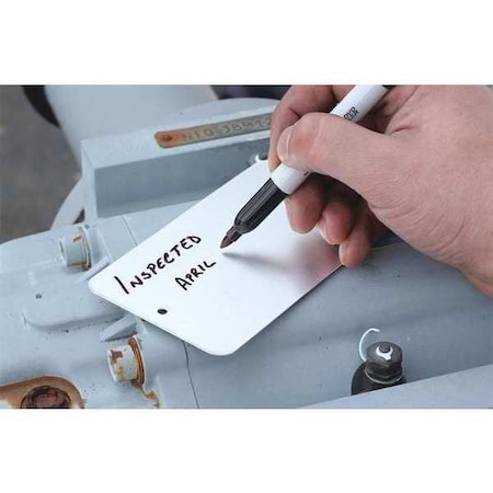 Alum Write-On Tags, 5 X 3, Pk100, Aluminum, 3 1/2 in H x 5 1/4 in W, Silver, Rectangle, 100 PK MPN:97443
