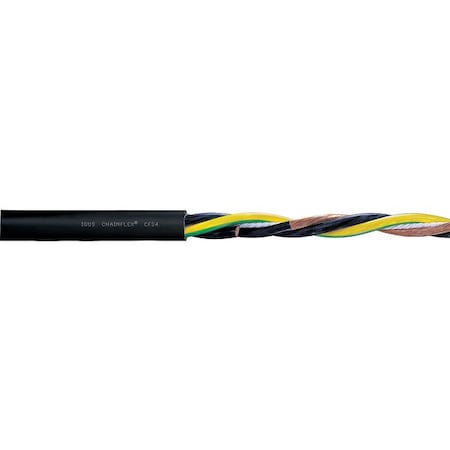 Motor Cable, 8 AWG, 4 C, Black, TPR, 1, 000 V, Order by the Foot MPN:CF34-100-04-1