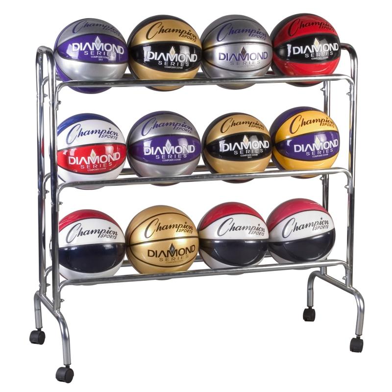 Champion Sports 12-Ball Basketball Rack, 41in x 17in x 41in, Steel MPN:BRC3