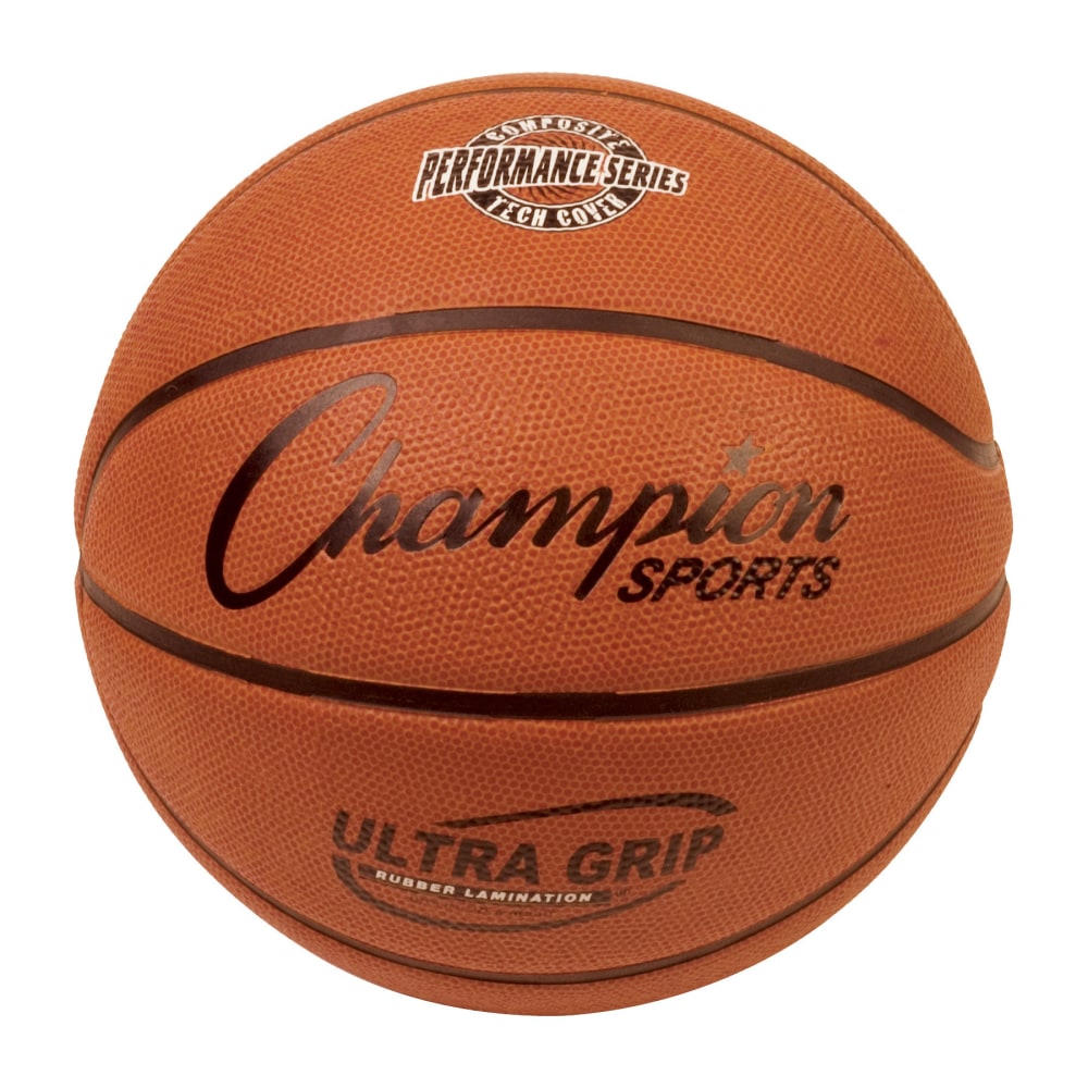 Champion Sports Ultra Grip Rubber Basketball With Bladder, Official Size 7, Orange MPN:CHSBX7