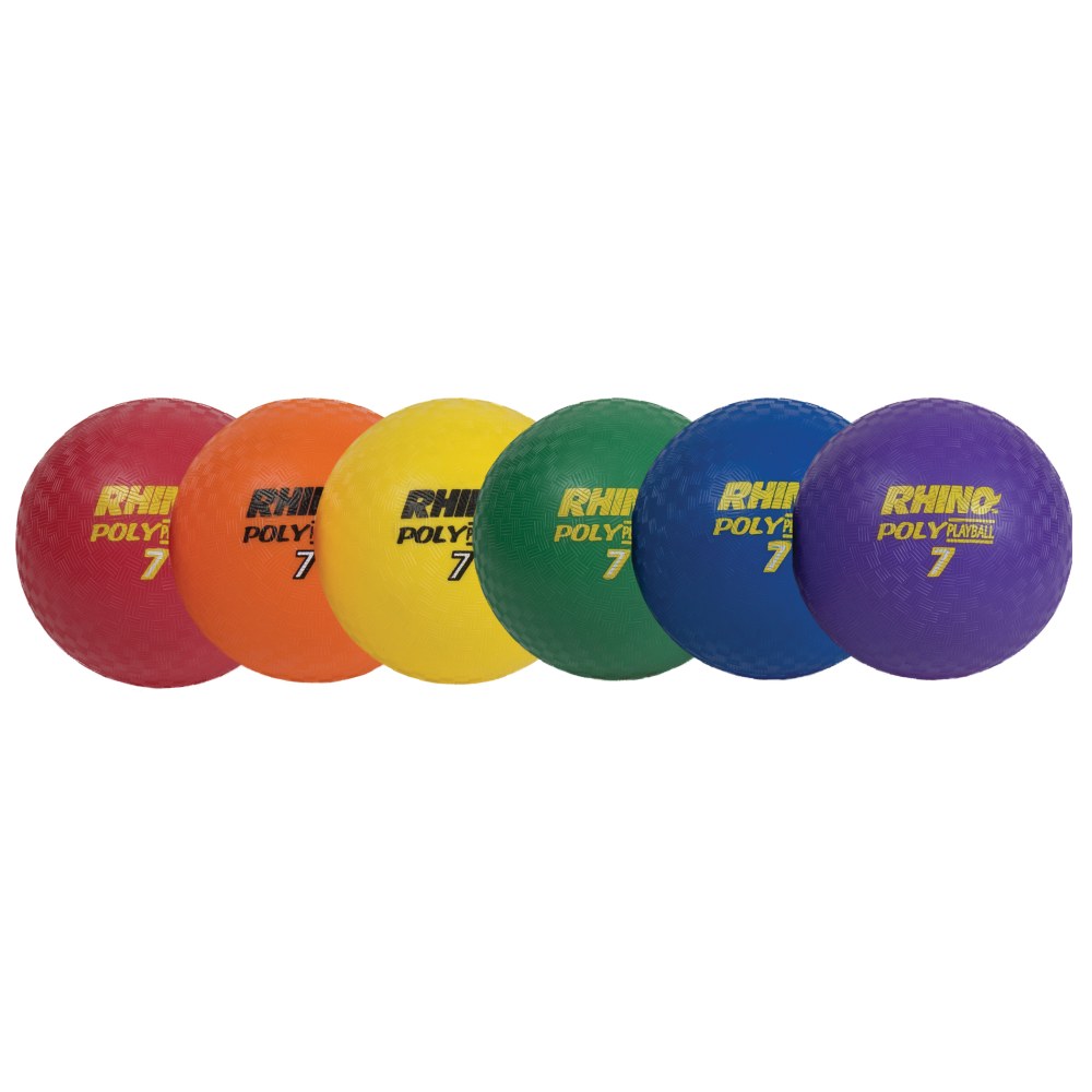Champion Sports Rhino Poly Playground Ball Set, 7in, Assorted Colors, Set Of 6 Balls MPN:CHSPX7SET