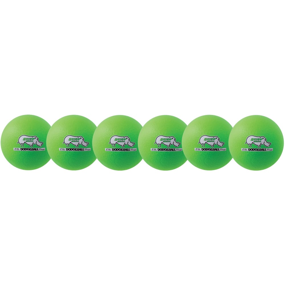 Champion Sports Rhino Skin Low Bounce Dodgeball Set, 6-5/16in, Neon Green, Set Of 6 Balls MPN:CHSRXD6NGSET