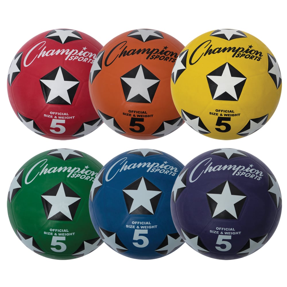 Champion Sports Rubber Cover Soccer Ball Set, Size 5, Set Of 6 Balls MPN:CHSSRB5SET