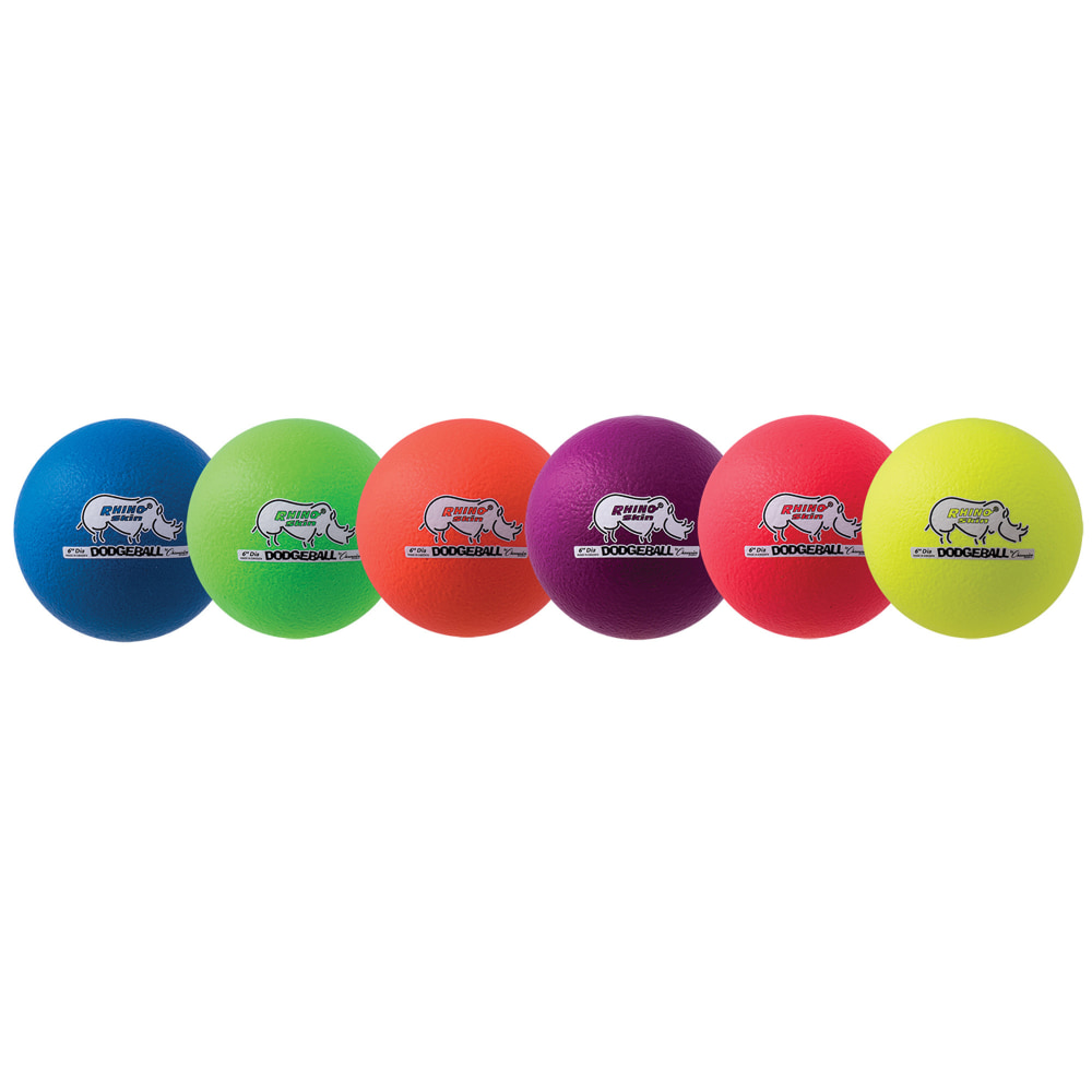 Champion Sports Rhino Skin Low-Bounce Dodgeballs, Assorted Neon Colors, Set Of 6 Balls MPN:CHSRXD6NRSET