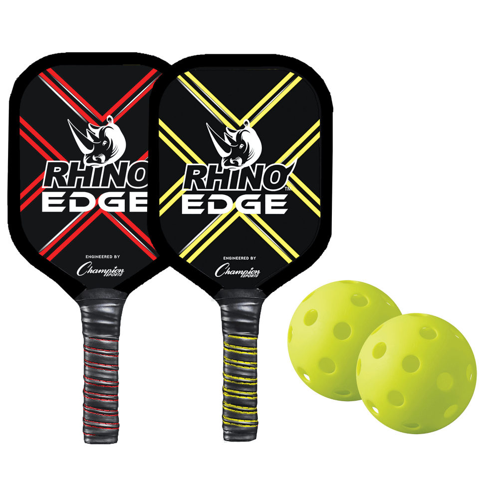 Champion Sports Rhino Pickleball Edge 2-Player Paddle Set, 9inH x 3inW x 17inD, Black/Blue MPN:CHSEDGESET100