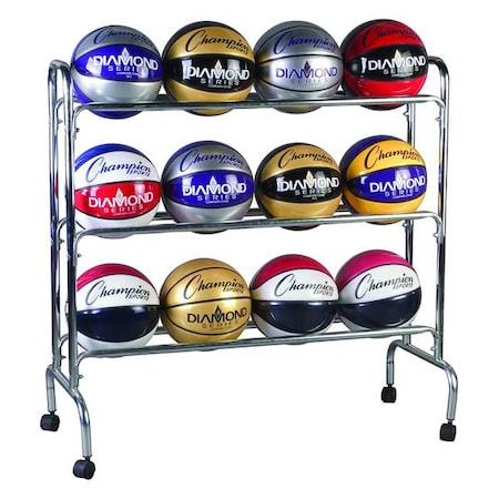 Basketball Cart, 41inLx17inWx41inH, Chrome MPN:BRC3