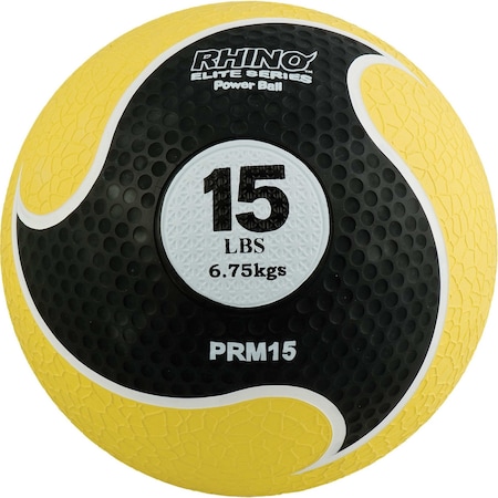 Rhino Elite Medicine Ball, 15lb, Yellow MPN:PRM15